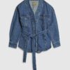 Petite Blue Tie front Denim Jacket