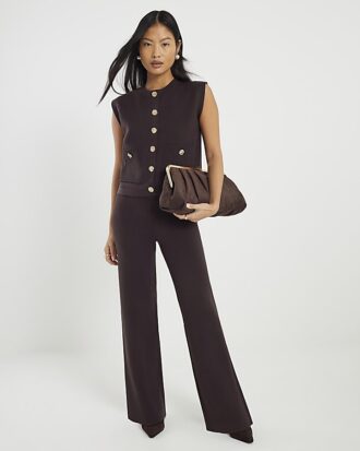 Petite Brown Knitted Waistcoat