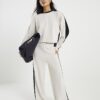 Petite Cream Colour Block Batwing Sweatshirt