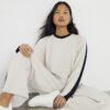 Petite Cream Colour Block Batwing Sweatshirt