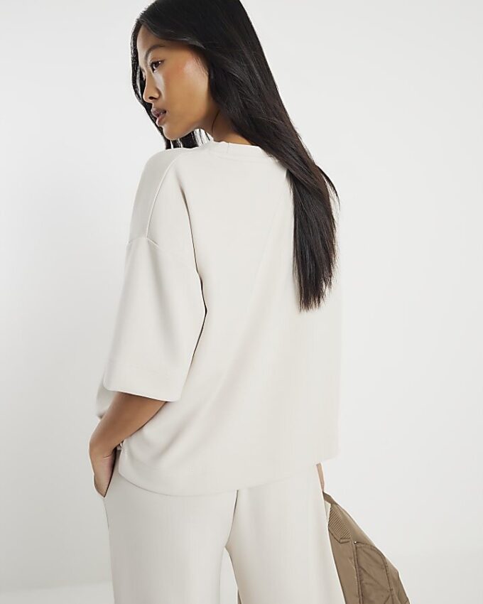 Petite Cream Premium Boxy T-shirt