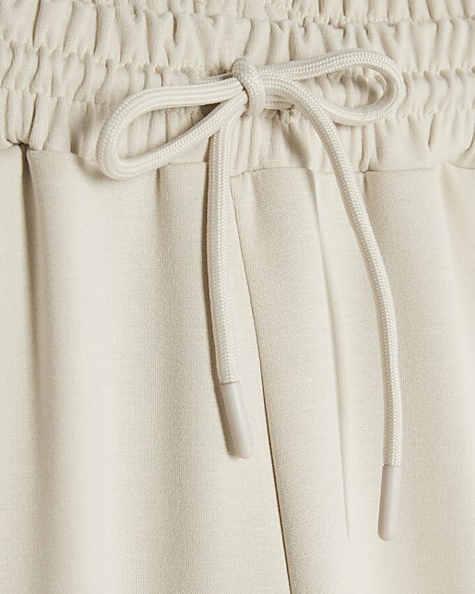 Petite Cream Premium Wide Leg Joggers
