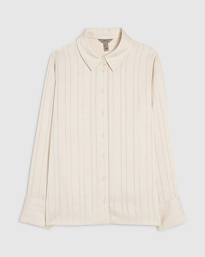 Petite Cream Stripe Blouse