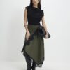 Petite Khaki Lace Hybrid Drape Maxi Dress