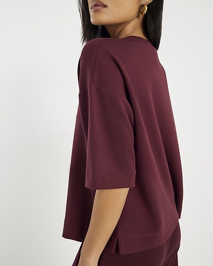 Petite Red Premium Short Sleeve Boxy T-Shirt