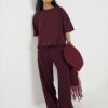 Petite Red Premium Wide Leg Joggers