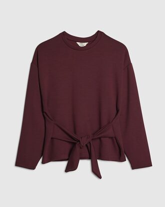 Petite Red Tie Front Premium Top