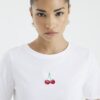 Petite White Embroidered Cherry T-Shirt