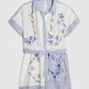 Petite White Embroidery Stripe Playsuit