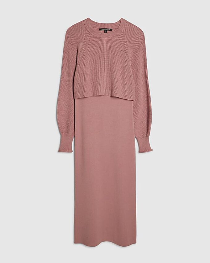Pink 2 In 1 Jumper Maxi Dress