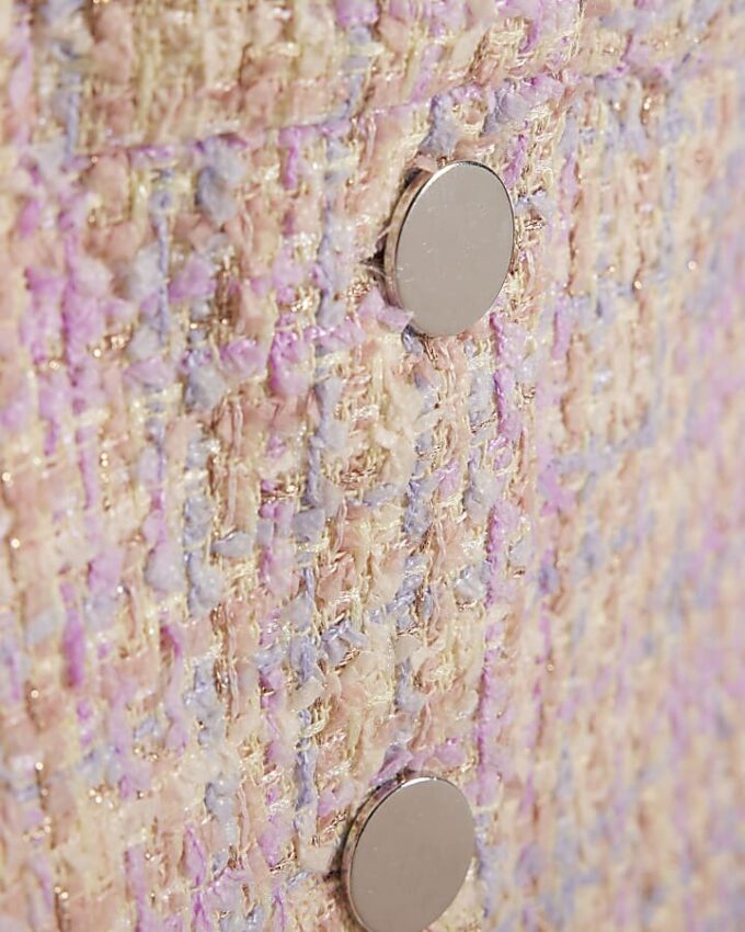 Pink Boucle Collared Halter Neck Waistcoat