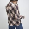 Pink Check Print Long Sleeve Blouse