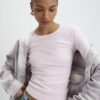Pink Cotton Long Sleeve Fitted Top