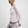 Pink Cotton Long Sleeve Fitted Top