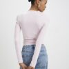 Pink Cotton Long Sleeve Fitted Top