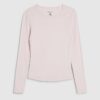 Pink Cotton Long Sleeve Fitted Top