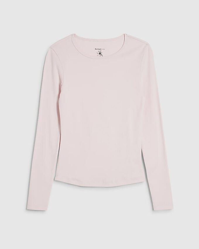 Pink Cotton Long Sleeve Fitted Top