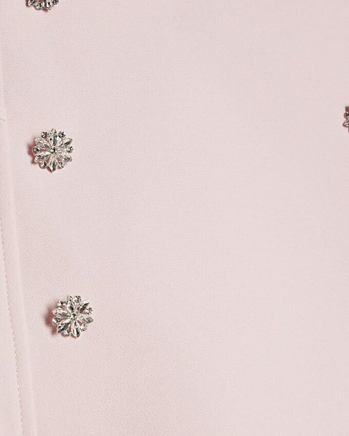 Pink Diamante Pleated Mini Skirt