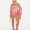 Pink floral printed swimsuit