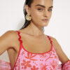 Pink floral printed swimsuit