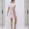 Pink Frill Sleeve Diamante Peplum Top