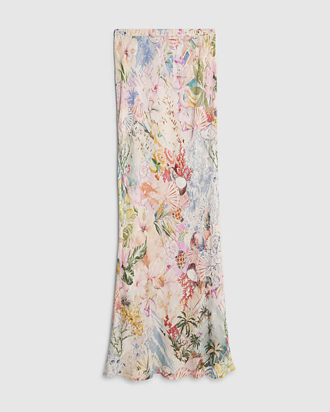 Pink Graphic Print Maxi Beach Skirt