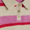 Pink Knit Striped Short Sleeve Polo Top