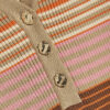 Pink Knitted Striped Long Sleeve Polo Top