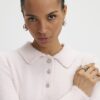 Pink Long Sleeve Fluffy Polo Top
