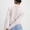 Pink Long Sleeve Fluffy Polo Top