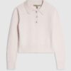Pink Long Sleeve Fluffy Polo Top