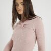Pink Long Sleeve Twist Front Top