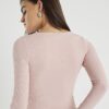 Pink Long Sleeve Twist Front Top