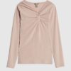 Pink Long Sleeve Twist Front Top