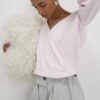 Pink Long Sleeve Wrap Front Hoodie