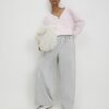 Pink Long Sleeve Wrap Front Hoodie