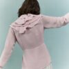 Pink Long Sleeve Wrap Ruffle Blouse