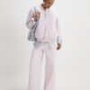 Pink Long Sleeve Zip Up Bomber Sweatshirt
