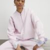 Pink Long Sleeve Zip Up Bomber Sweatshirt