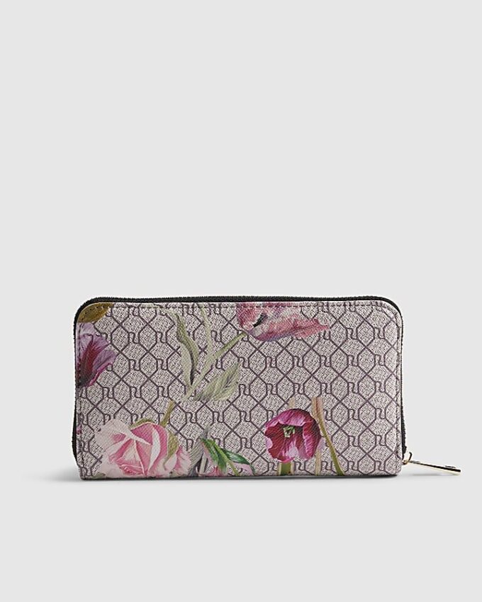 Pink Monogram Floral Pocket Front Purse