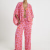 Pink Palm Tree Printed Blouse