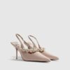 Pink Pearl Flower Slingback Court Heels