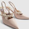 Pink Pearl Flower Slingback Court Heels