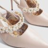 Pink Pearl Flower Slingback Court Heels