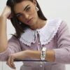 Pink Pleated Collar Cardigan