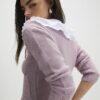 Pink Pleated Collar Cardigan