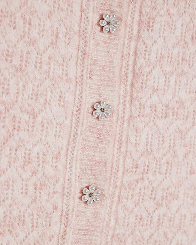 Pink Puff Sleeve Cardigan