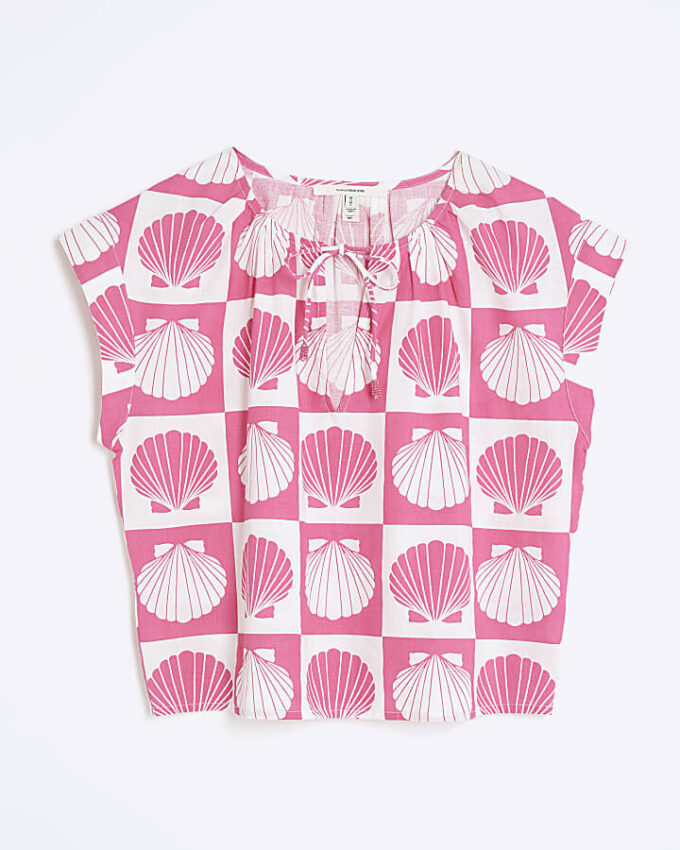 Pink Shell Print Beach Top