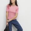 Pink Short Sleeve Fitted Top