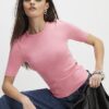 Pink Short Sleeve Fitted Top